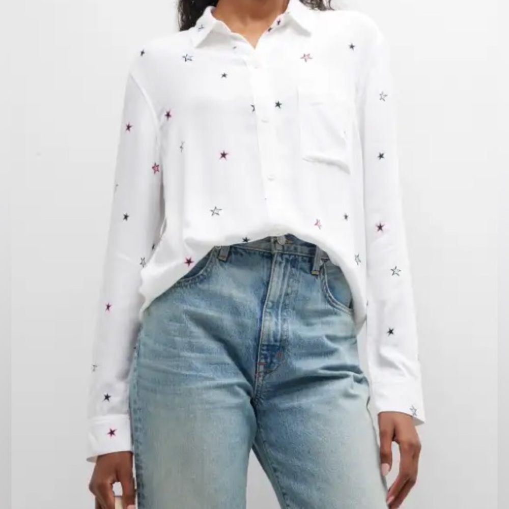 Rails Rocsi Star Print Breezy Casual Chic Button-Up Blouse
